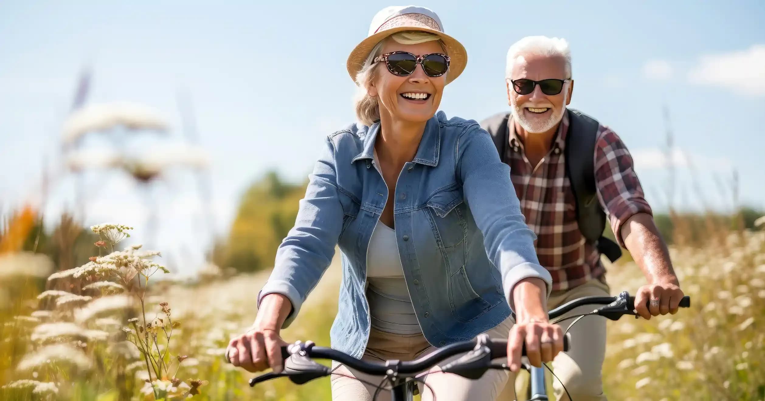 couple cycling banner