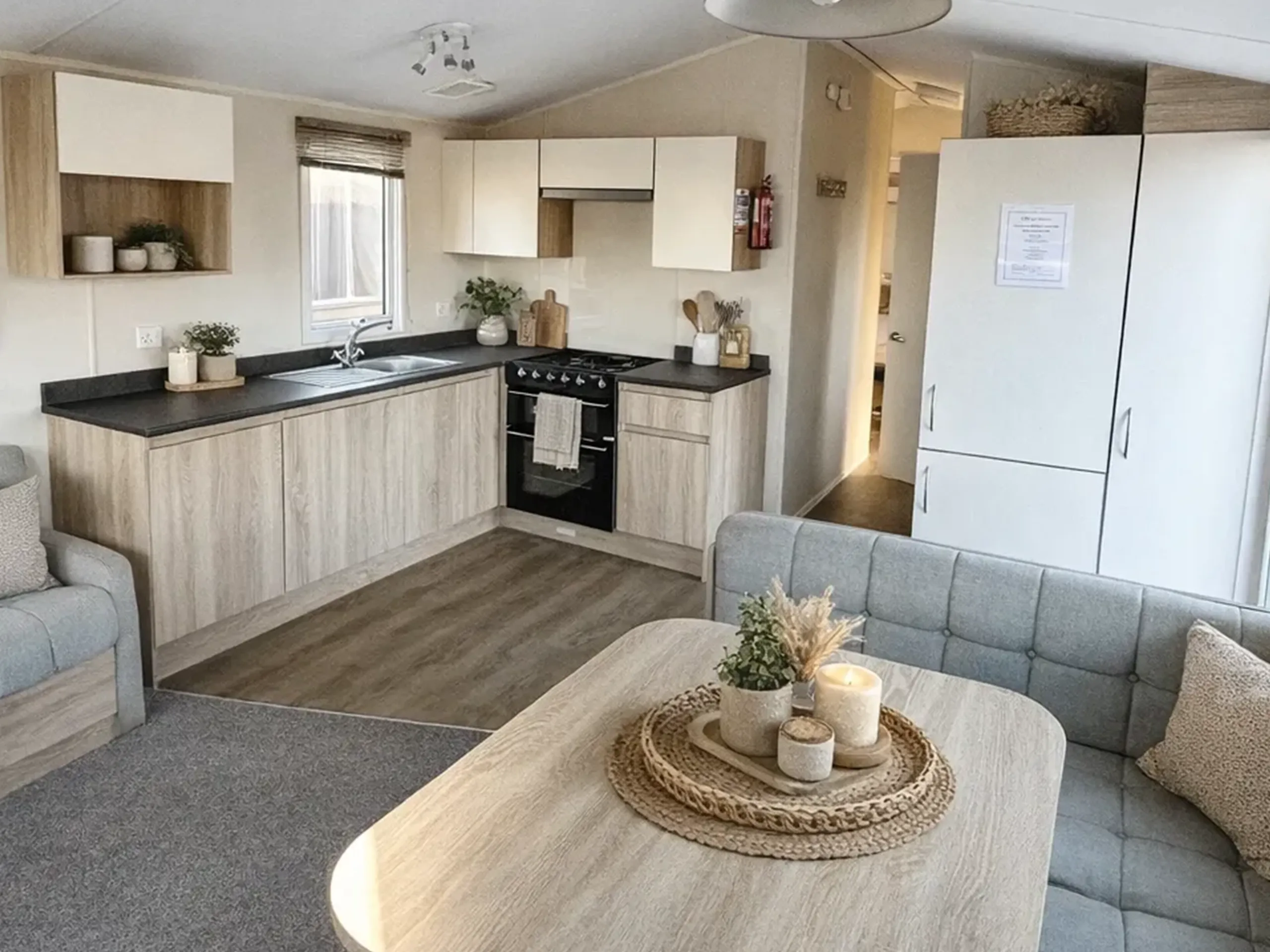Open-plan lounge in the 2019 Willerby Mistral holiday home